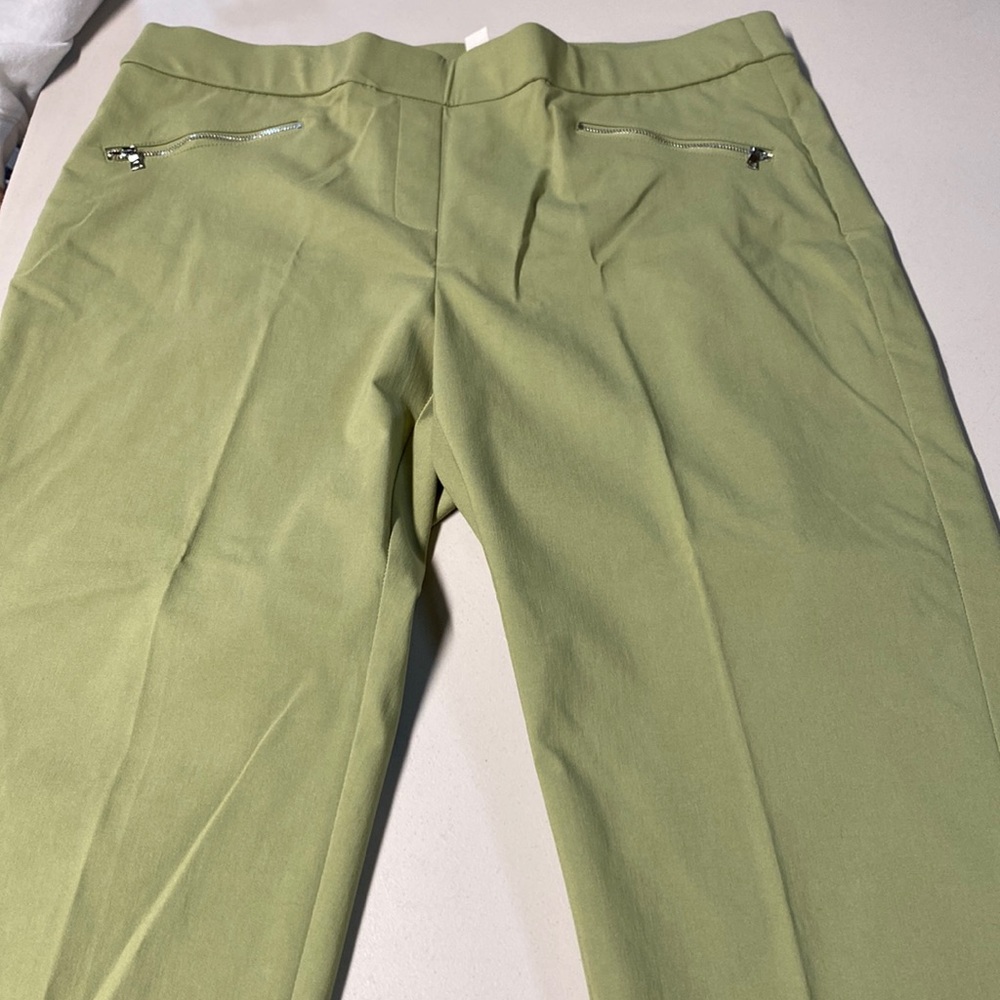 Womens slacks color light green with real zipper pockets